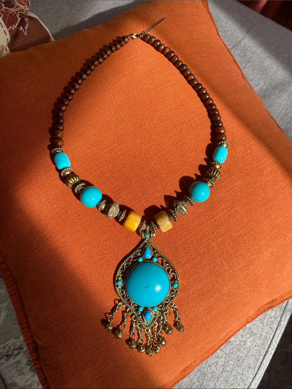 Bohemian Turquoise Pendant Necklace